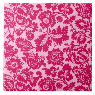 William Morris Floral Damask, Fuchsia and Pink  Tile