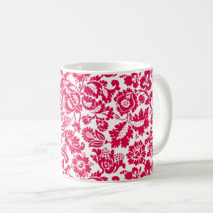 William Morris Floral Damask, Fuchsia Pink Coffee Mug