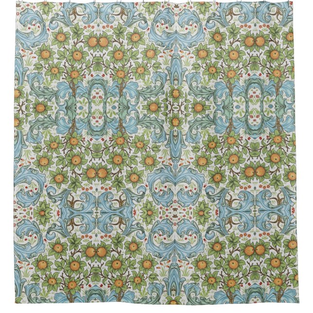 William Morris Floral Flowers Acanthus Leaves Blue (Front)