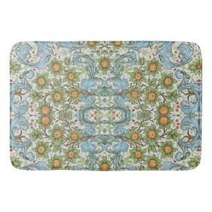William Morris Floral Flowers Acanthus Leaves Blue Bath Mat
