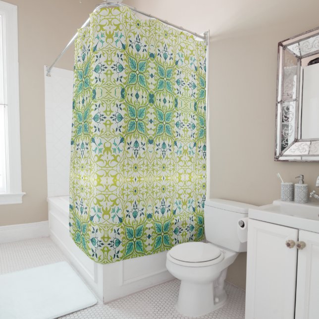 William Morris Floral Flowers Foliage Green Blue (In Situ)
