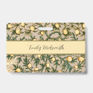 William Morris Floral Fruit Garden Flower Classic Badge
