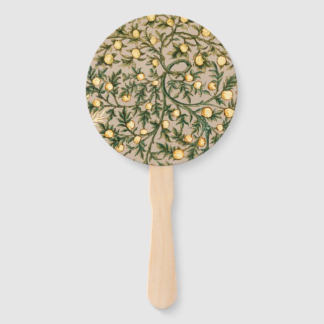 William Morris Floral Fruit Garden Flower Classic Hand Fan (Front)