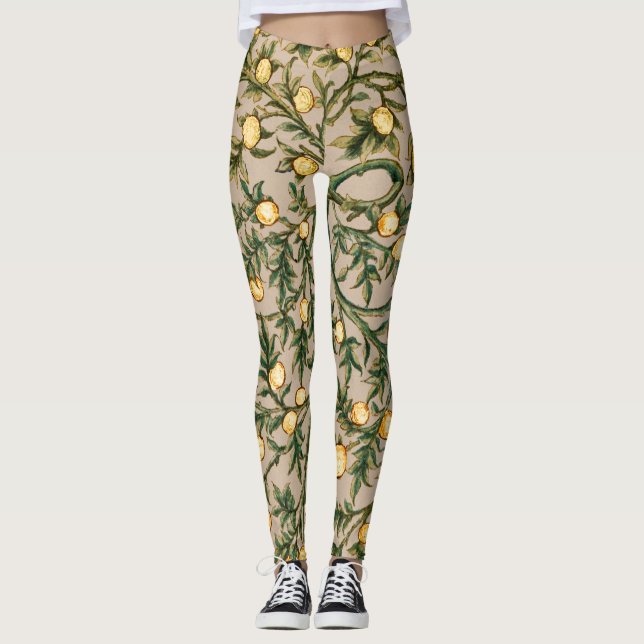 William Morris Floral Fruit Garden Flower Classic Leggings (Front)