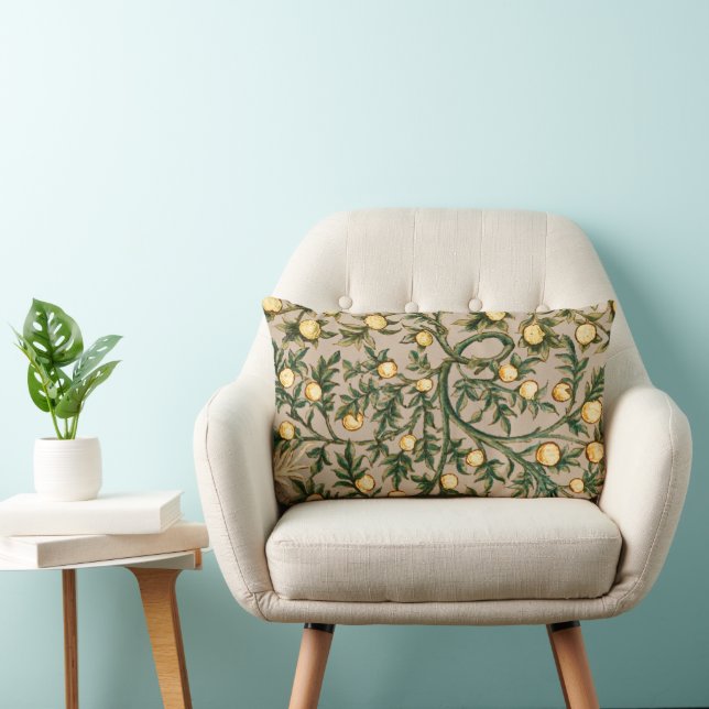 William Morris Floral Fruit Garden Flower Classic Lumbar Pillow (Chair)