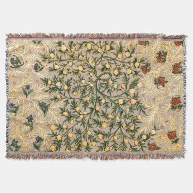William Morris Floral Fruit Garden Flower Classic Throw Blanket (Front)