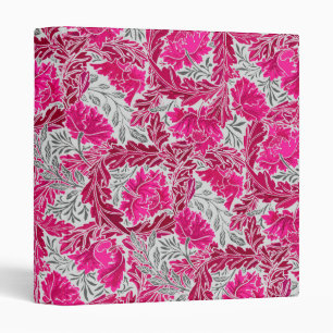 William Morris Floral, Fuchsia Pink & Grey / Grey Binder