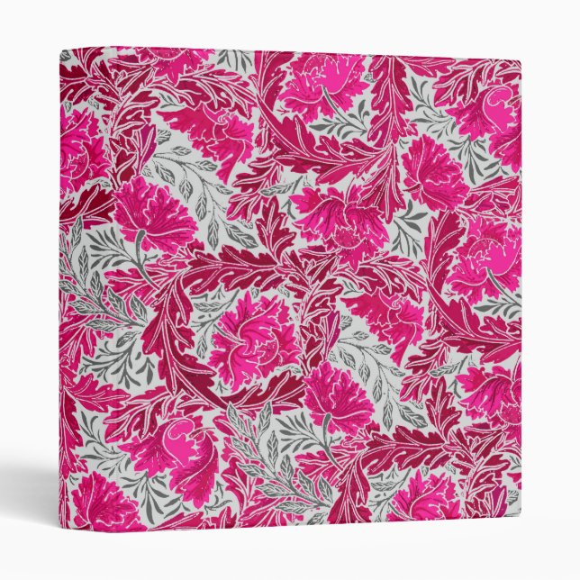 William Morris Floral, Fuchsia Pink & Grey / Grey Binder (Front/Spine)
