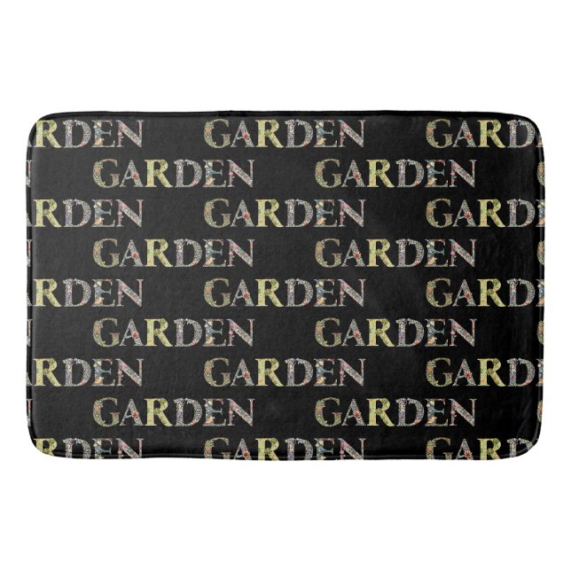William Morris Floral Garden Motto and Frame Bath Mat (Front)