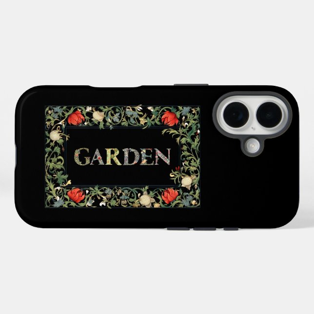 William Morris Floral Garden Motto and Frame Case-Mate iPhone Case (Back (Horizontal))