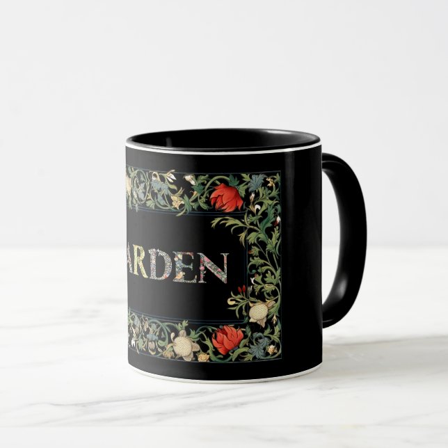 William Morris Floral Garden Motto and Frame Mug (Front Right)