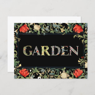 William Morris Floral Garden Motto and Frame Postcard