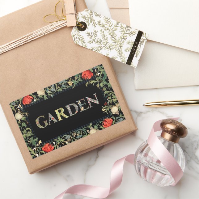 William Morris Floral Garden Motto and Frame Sticker (Gifting)