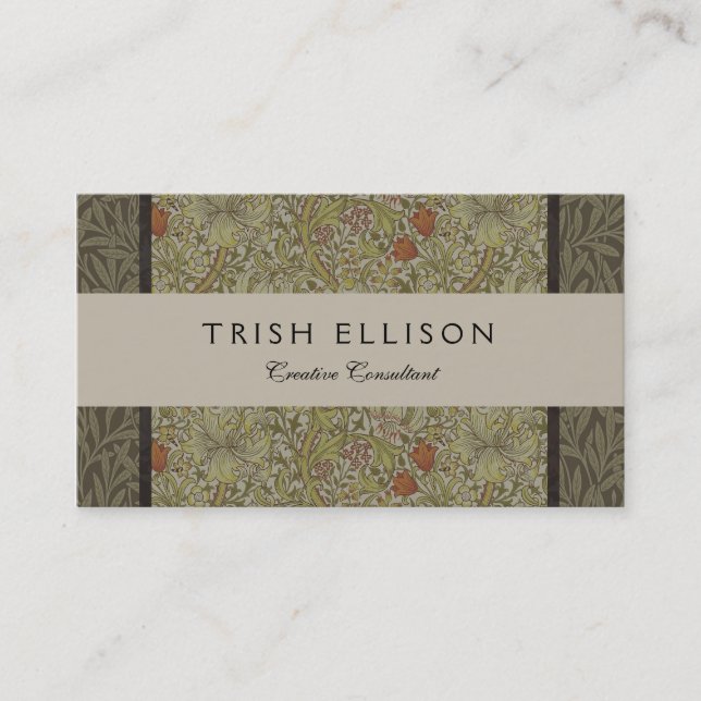 William Morris Floral lily willow art print design Business Card (Front)