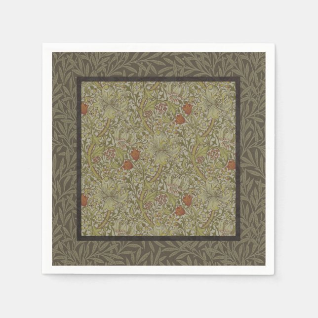 William Morris Floral lily willow art print design Napkin (Front)