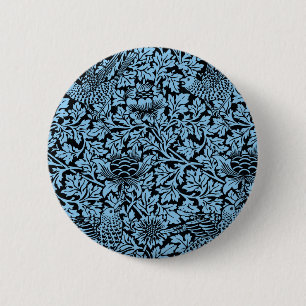 William Morris Floral Pattern Bird Anenome 2 Inch Round Button