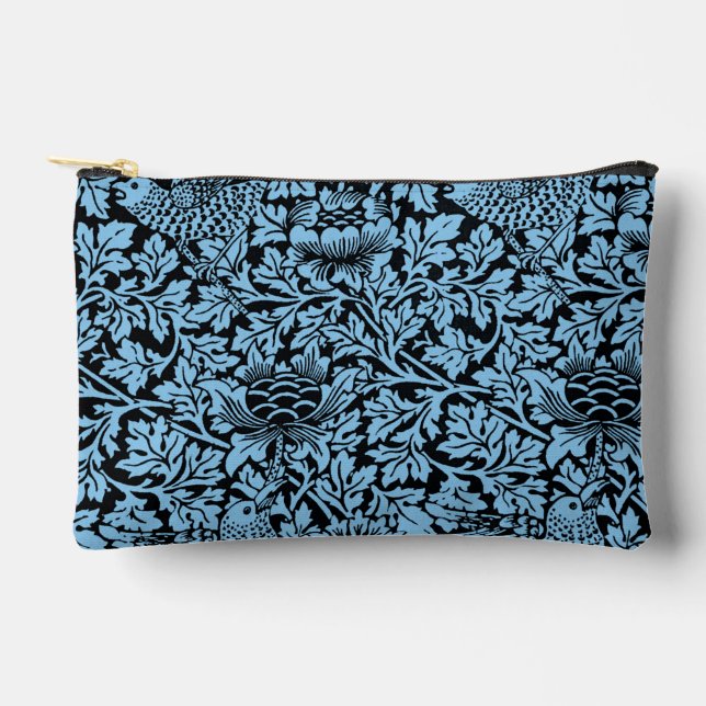 William Morris Floral Pattern Bird Anenome Accessory Pouch (Front)