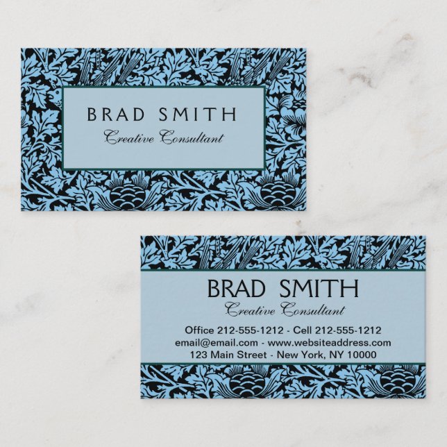 William Morris Floral Pattern Bird Anenome Business Card (Front/Back)