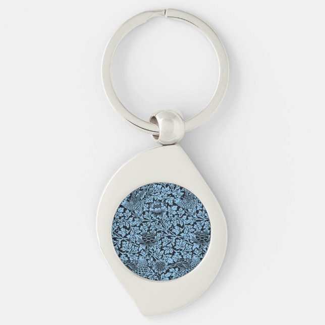 William Morris Floral Pattern Bird Anenome Keychain (Front)