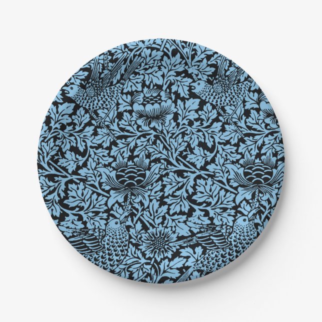 William Morris Floral Pattern Bird Anenome Paper Plate (Front)