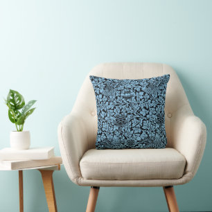 William Morris Floral Pattern Bird Anenome Throw Pillow