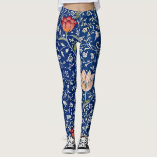 William Morris Floral pattern blue leggings