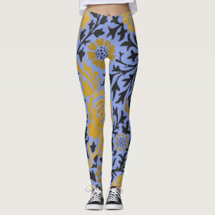 William Morris FLORAL PATTERN BLUE LEGGINGS