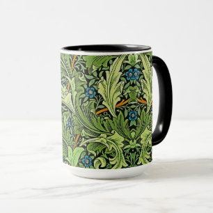William Morris Floral Pattern Blue Yellow Green Mug