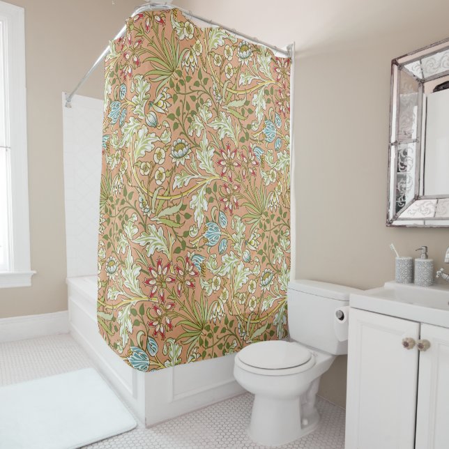 William Morris Floral Pattern Flowers Pink Blue    (In Situ)