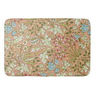 William Morris Floral Pattern Flowers Pink Blue    Bath Mat