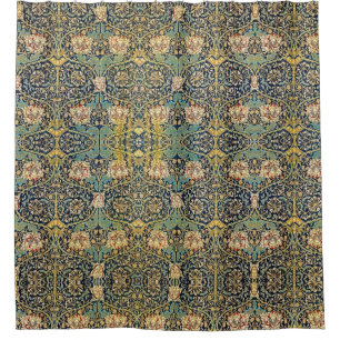 William Morris Floral Pattern Gold Turquoise Red