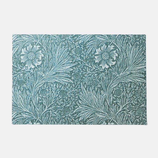 William Morris,floral,pattern,Green,metallic,silve Doormat (Front)