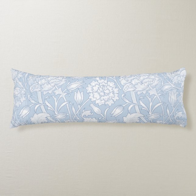 William Morris Floral Pattern in Blue Body Pillow (Front)