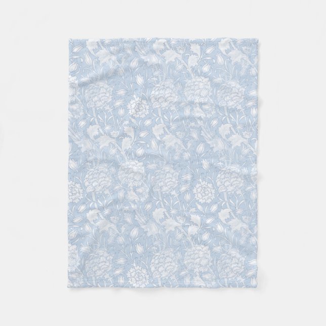 William Morris Floral Pattern in Blue Fleece Blanket (Front)