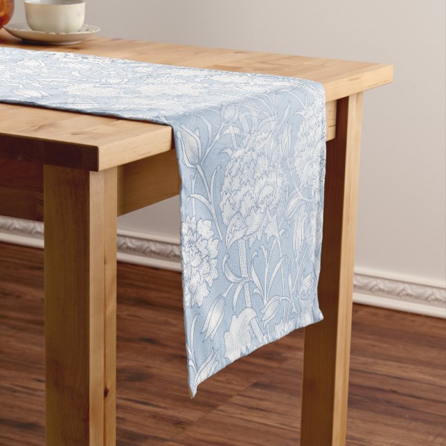William Morris Floral Pattern in Blue Short Table Runner (In Situ)