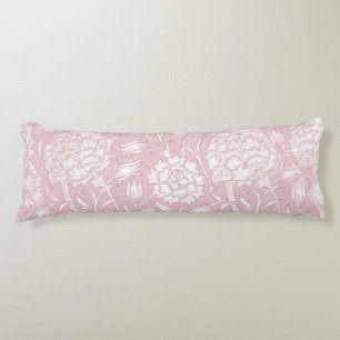 William Morris Floral Pattern in Pink Body Pillow