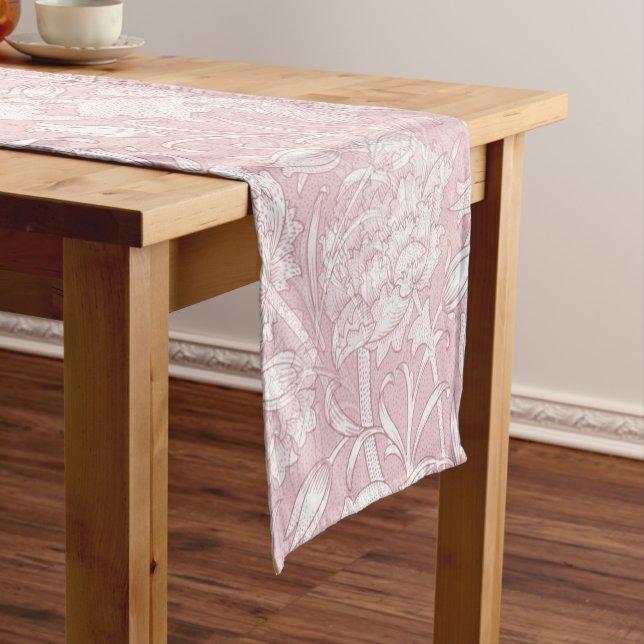William Morris Floral Pattern in Pink Short Table Runner (In Situ)