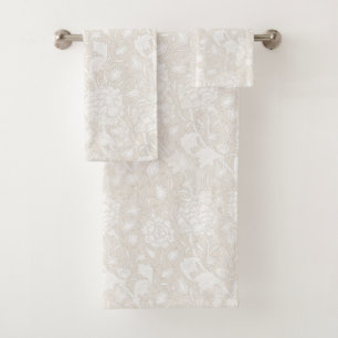William Morris Floral Pattern in Sepia Bath Towel Set