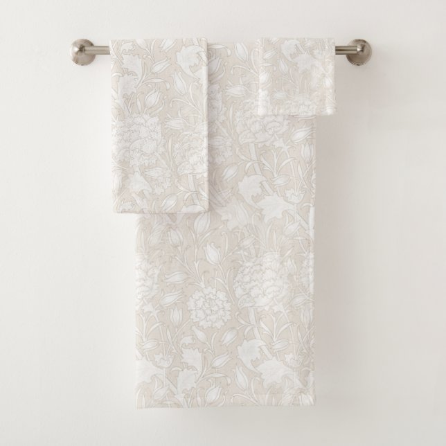 William Morris Floral Pattern in Sepia  Bath Towel Set (Insitu)