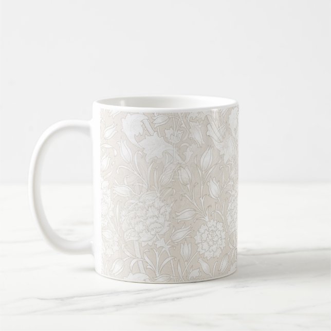 William Morris Floral Pattern in Sepia  Coffee Mug (Left)