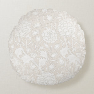 William Morris Floral Pattern in Sepia  Round Pillow