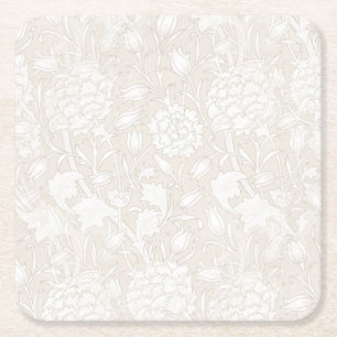 William Morris Floral Pattern in Sepia Square Paper Coaster