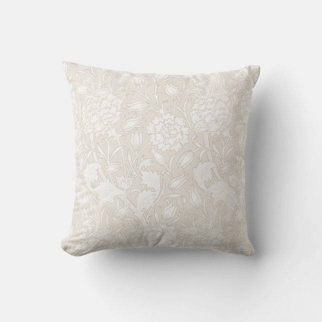 William Morris Floral Pattern in Sepia Throw Pillow (Front)