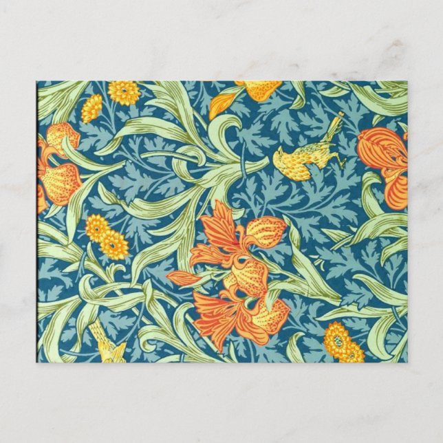 William Morris floral pattern, Iris Postcard (Front)