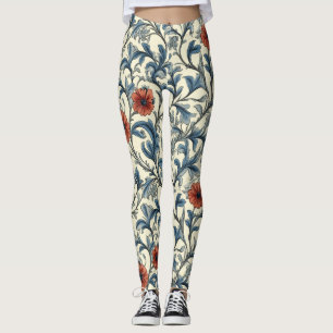 William Morris Floral Pattern  Leggings
