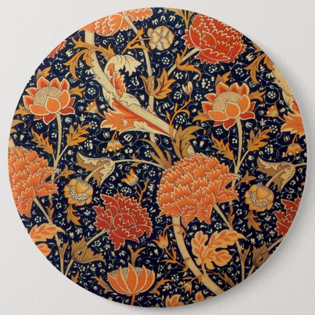 William Morris Floral Pattern Round Button (Front)
