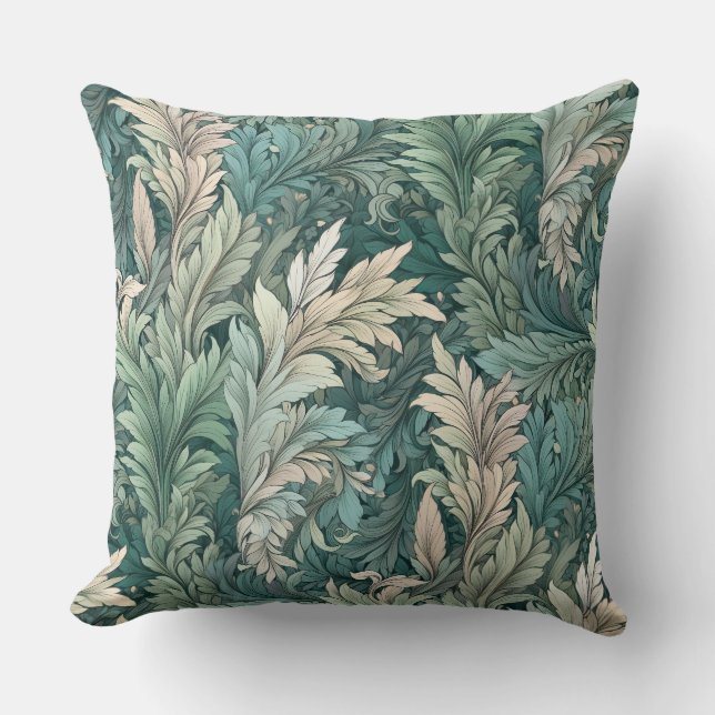 William Morris  Floral Patterned Throw Pillow (Front)