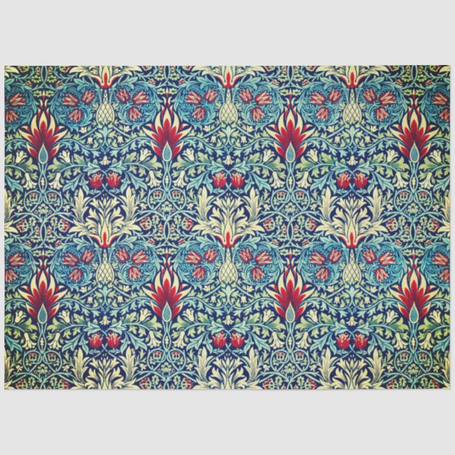 William Morris FLORAL TISSUE PAPER IN BLUE (Front)