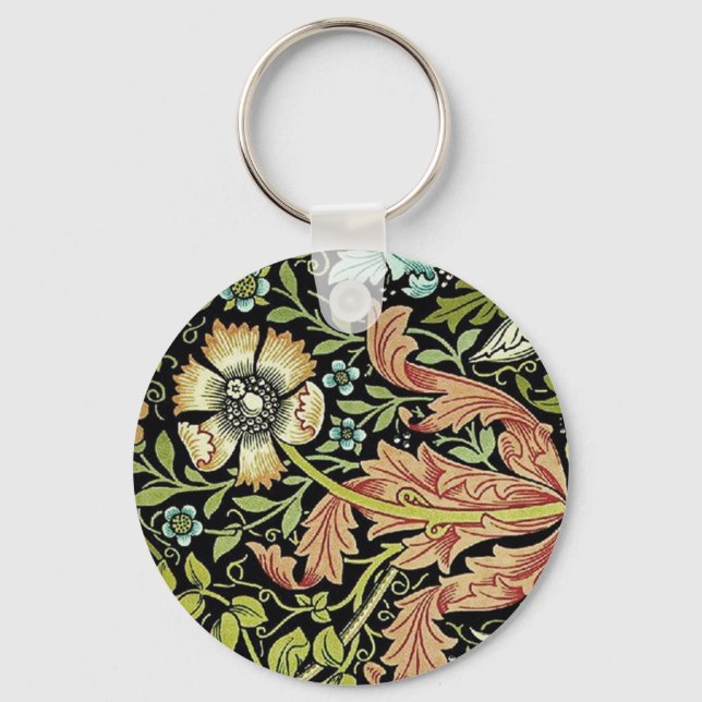 William Morris Flower design Keychain (Front)