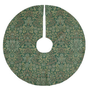 William Morris Flower Garden-Greens Brushed Polyester Tree Skirt
